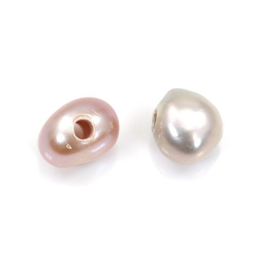 Perle de culture d'eau douce, mauve, ovale, 7-8mm x 1pc