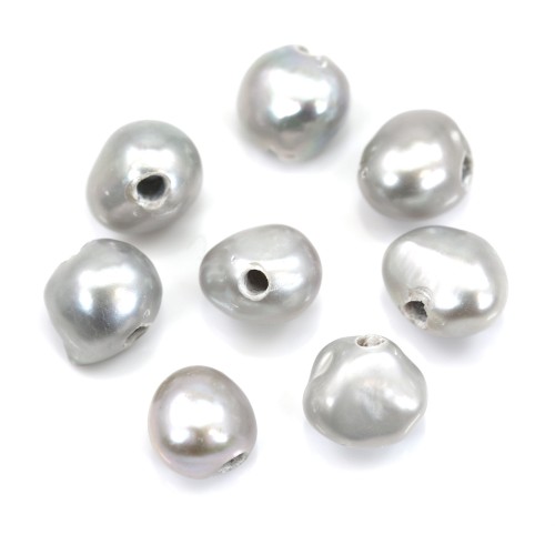 Grey baroque freshwater pearl 11-13mm with large drilling 1.7mm x 10pcs