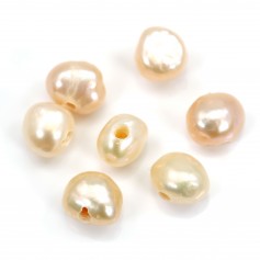 Freshwater cultured pearl, salmon, baroque, 7-9mm x 2pcs