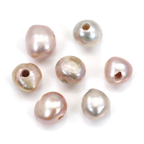 Perla coltivata d'acqua dolce, viola, barocca, 7-9 mm x 2 pezzi