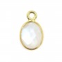 Charm Gemstone oval faceted moon set in 925 silver gilded with fine gold 7x12mm x 1pc