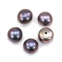 Half-drilled flat round dark grey freshwater pearl 5.5-6mm x 30pcs
