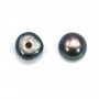Half-drilled flattened round dark grey freshwater pearls 5-5.5mm x 30pcs