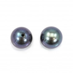 Perla coltivata d'acqua dolce, semiperla, blu scuro, rotonda, 5-5,5 mm x 1 pezzo