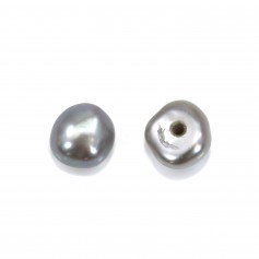 Half-drilled flattened round bluish freshwater cultured pearls 4-4.5mm x 6pcs