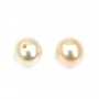 Salmon half-drilled round freshwater cultured pearl 4.5-5mm x 2pcs