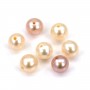 Salmon half-drilled round freshwater cultured pearl 4.5-5mm x 2pcs