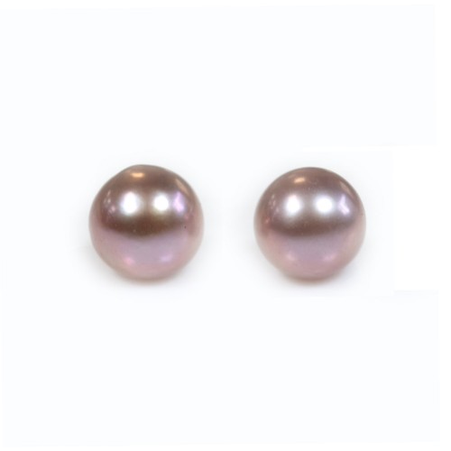 Perla cultivada de agua dulce, semiperforada, púrpura, redonda, 7-7.5mm x 1pc