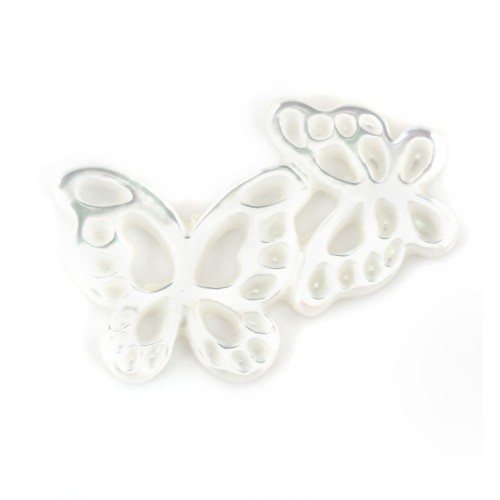 Pareja de mariposas blancas de madreperla 13x18mm x 1pc