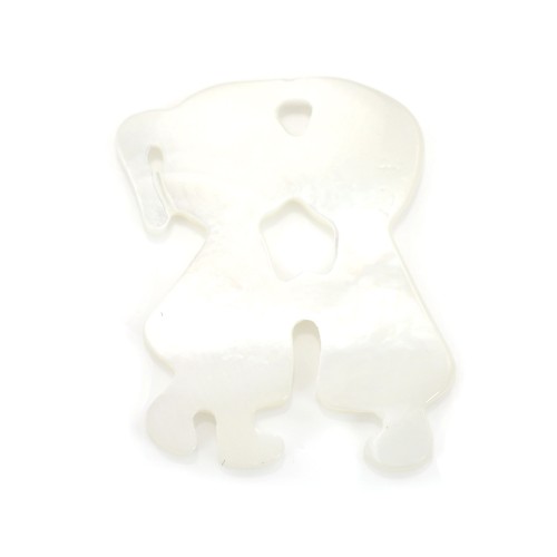 Weißes Perlmutt in Form eines Liebespaares 14x16mm x 1pc