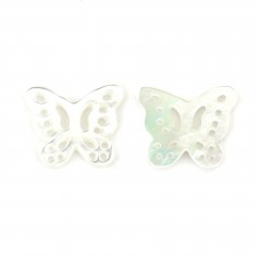 Weißes Perlmutt durchbrochene Schmetterling Form 9.5x11.5mm x 1pc