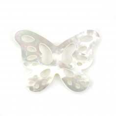 Weißes Perlmutt in Schmetterlingsform, durchbrochen 14x19mm x 1 Stk