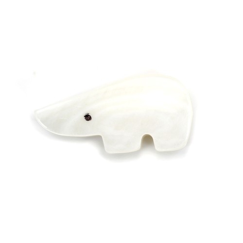 White mother-of-pearl polar bear 8x16mm x 1pc 