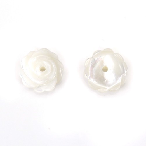 White mother of pearl flower shape 8mm x 1pc