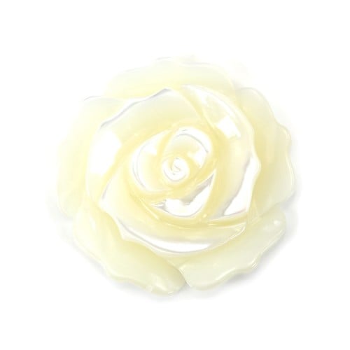 White mother-of-pearl half drilled rose 30mm x 1pc