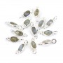 Labradorit Oval Faceted Charm Serrated 925 Silver 4x11mm x 1pc