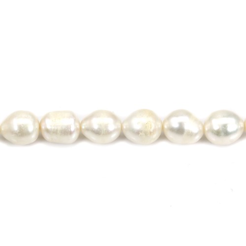Freshwater cultured pearls, irregular olive, 8-9mm x 39cm