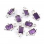 Amethyst charm rectangle set in silver 925 8x12mm x 1pc