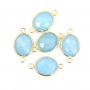 Faceted oval-shape chalcedony set in gold-plated silver 2 rings 11x13mm x 1pc