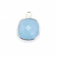 Faceted cushion chalcedony set in silver 1 ring 11mm x 1pc