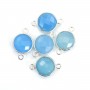 Faceted round chalcedony with 1 ring, set in silver 11mm x 1pc