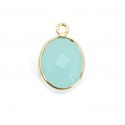Faceted oval chalcedony set in gold-plated silver 11x13mm x 1pc