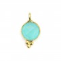 Round faceted Chalcedony charm set in silver 925 gilded with fine gold 7x13mm x 1pc