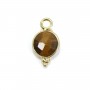Round faceted tiger eye charm set in 925 sterling silver and gold 7*13mm x 1pc