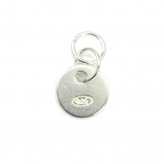Engraving medal charm double ring silver 925 6mm x 1pc