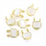 Charm Gemstone of Moon rectangle set in silver 925 gold - 2 rings - 8x10mm x 1pc