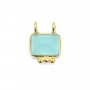 Chalcedony charm rectangle set in 925 gold - 2 rings - 8x10mm x 1pc