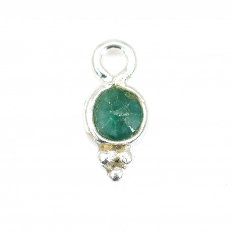Charm Gemstone dyed emerald color round faceted 5x11mm x 1pc