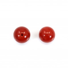 Natural Red Coral Round half drilled 5.5-6mm x 1pc