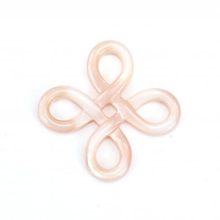 Pink mother-of-pearl chinese knot 15mm x 1pc