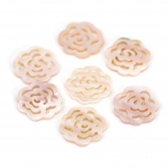 Openwork pink mother of pearl flower 15mm x 1pc