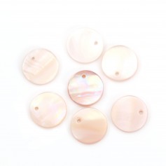 Round flat pink mother-of-pearl -2 holes - 10mm x 1pc