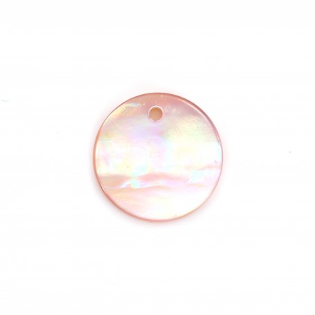 Pink round & flat mother-of-pearl 8mm x 2pcs