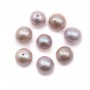 Semi-perforated cultured Pearl freshwater white 9.5-10mm x 1pc