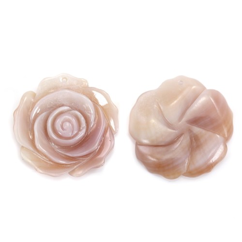 Natural rose shell ''Flower'' Semi-perforated 25mm X 1pc