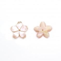 Pink mother of pearl flower 5 petals 10mm x 1pc