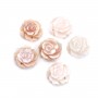 Pink mother-of-pearl half drilled rose 15mm x 1pc