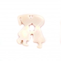 Pink mother of pearl couple shape 14x16mm x 1pc