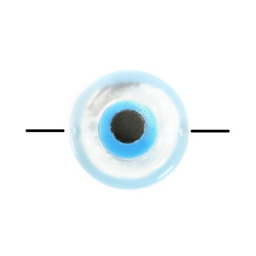 Nazar boncuk (oeil bleu) rond en nacre blanche 5mm x 1 pc