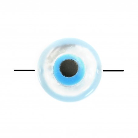 Nazar boncuk (oeil bleu) rond en nacre blanche 5mm x 1pc