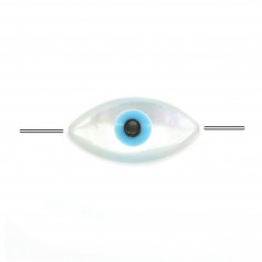 White Mother of Pearl in Nazar boncuk (blue eye) 8x16 mm x 1pc