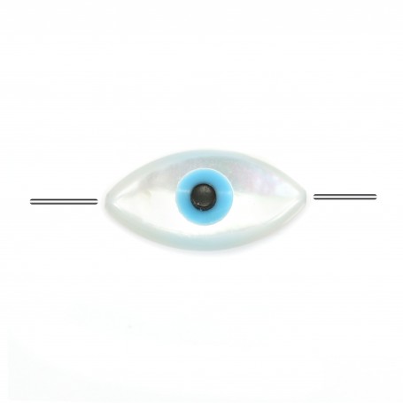 Nacre blanche en forme d'oeil allongé 5x10 mm x 1pc