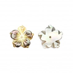 Grey mother of pearl flower shape with 5 petals 10mm x 1pc