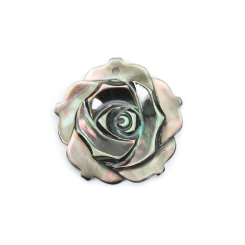 Grey mother of pearl rose shape 20mm x 1pc
