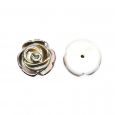 Grey mother-of-pearl half drilled rose shape 10mm x 2pcs
