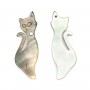 Grey mother-of-pearl in a cat shape with a cubic zirconia 12x34mm x 1pc